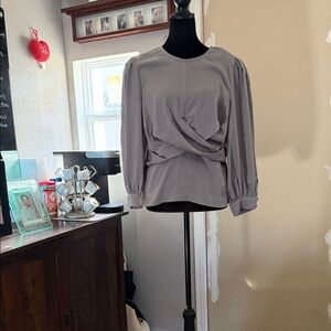 Express Gray Twist Front Blouse